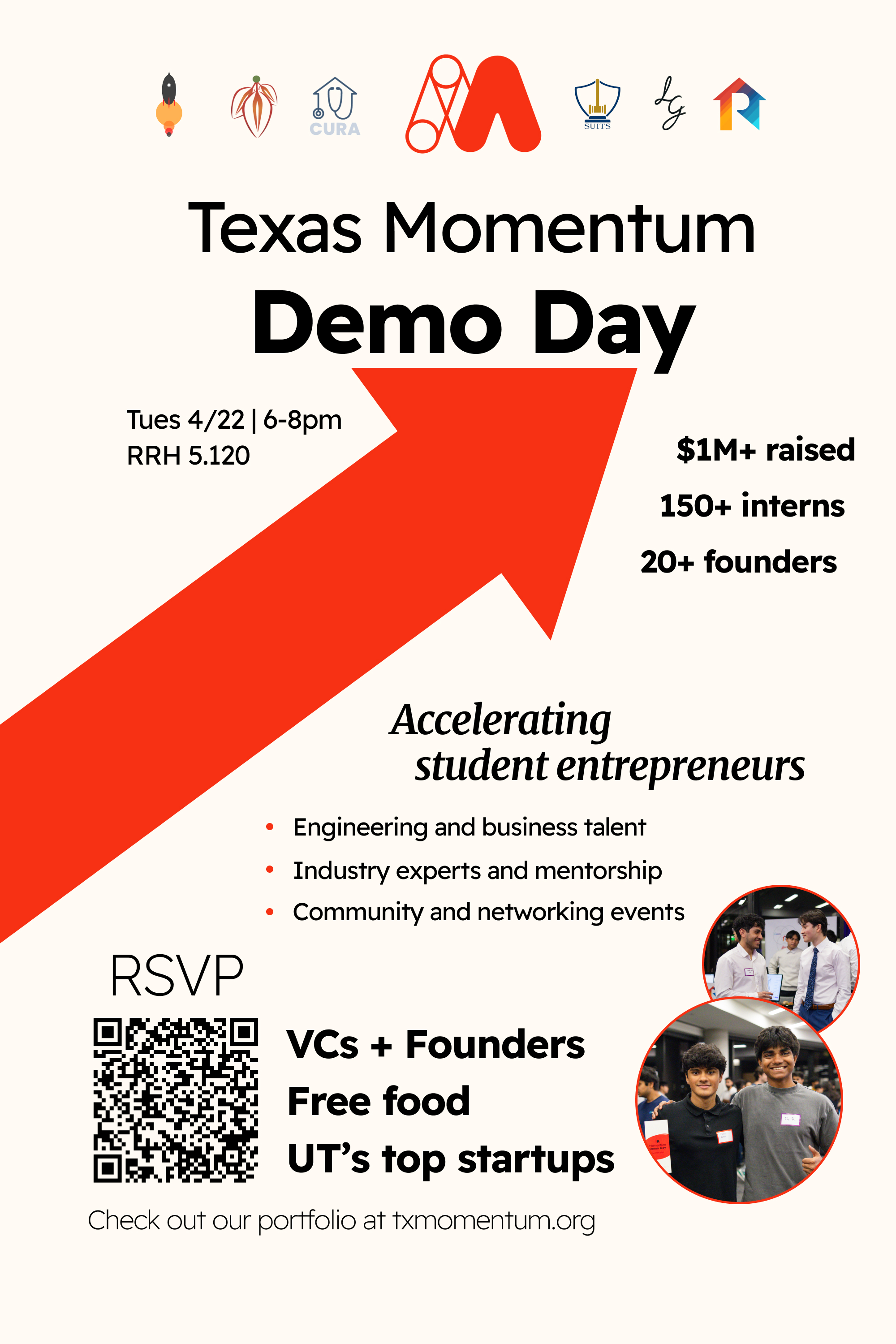 Poster design for Texas Momentum's Spring 2025 Demo Day